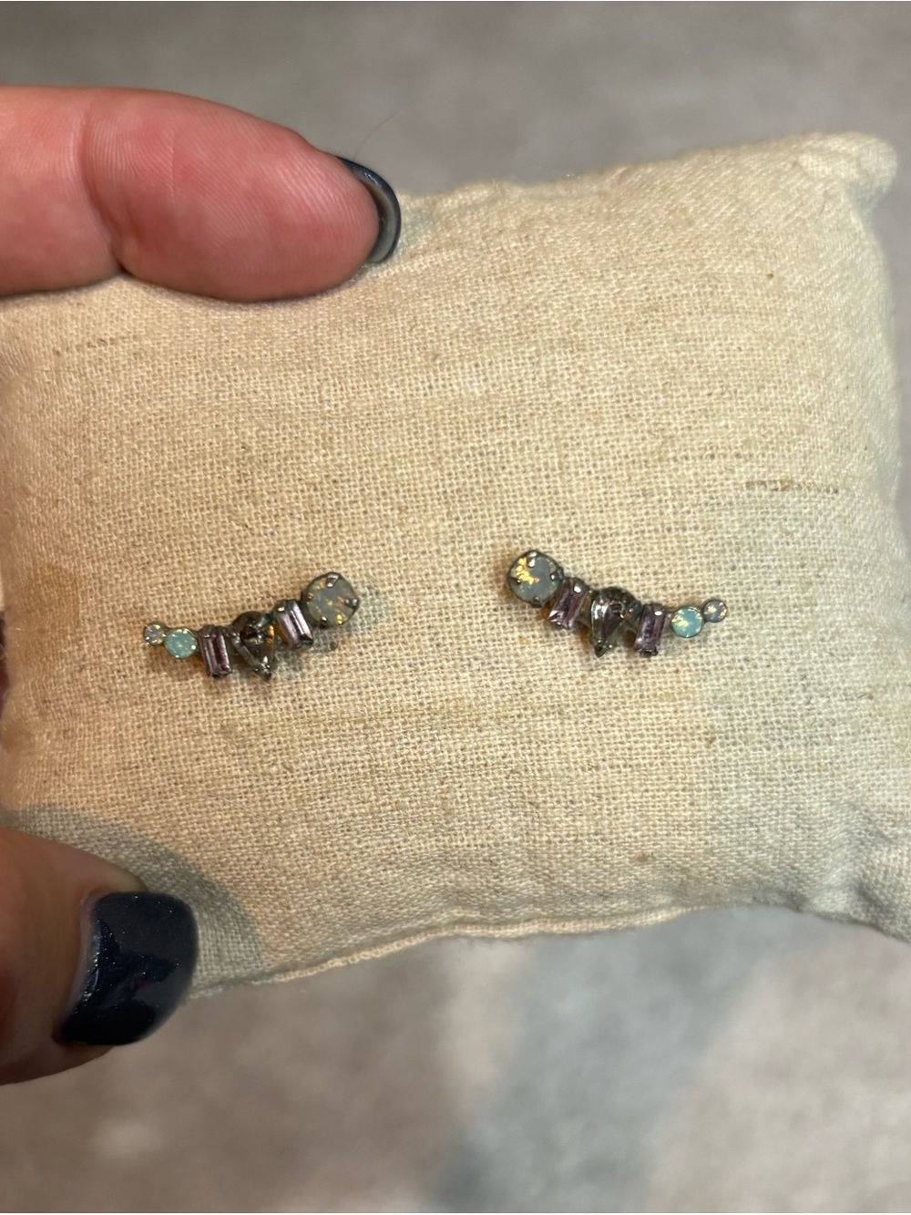 3/$20 - Anthropologie Mint and Silver Crystal Ear Climbers - Picture 3 of 4